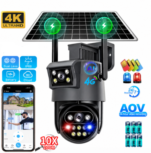 vcsvrsfe Double Lens 4G Solar Camera